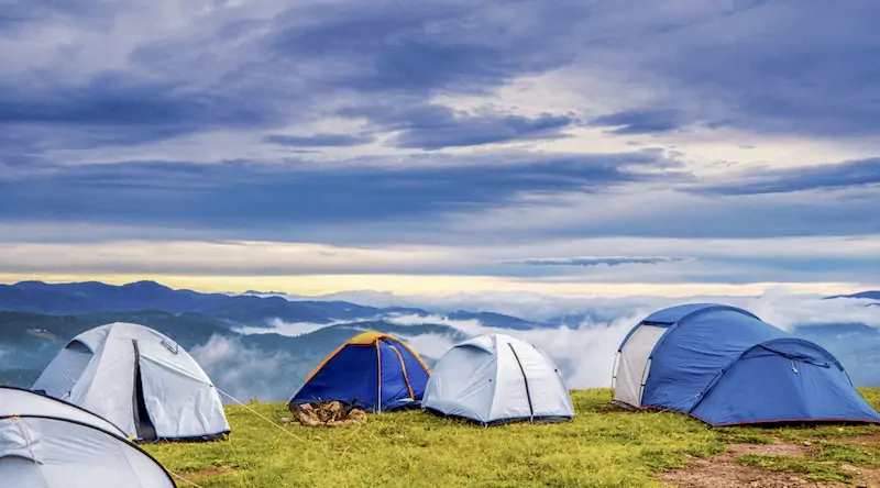 camping in tent