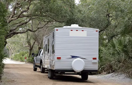 travel trailer on the road
